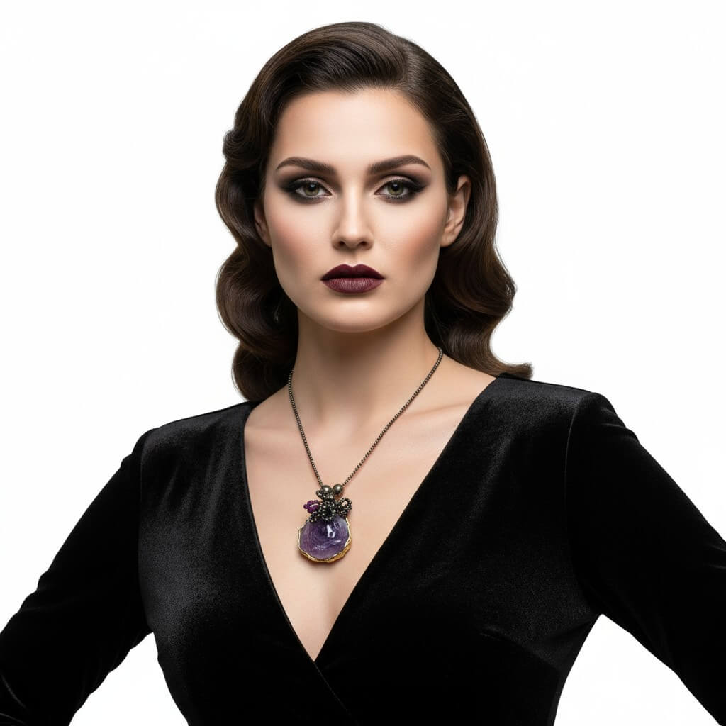 Colier Unicat cu Pietre Semiprețioase, Pandantiv Cuarț și Rubin - OK Lux. All rights reserved. - Necklaces - 