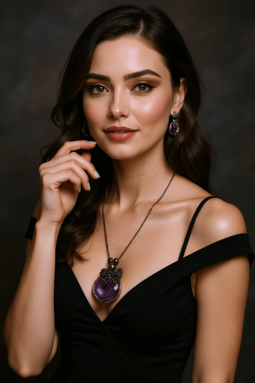 Colier Unicat cu Pietre Semiprețioase, Pandantiv Cuarț și Rubin - OK Lux. All rights reserved. - Necklaces - 