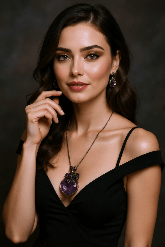 Colier Unicat cu Pietre Semiprețioase, Pandantiv Cuarț și Rubin - OK Lux. All rights reserved. - Necklaces - 