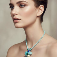 Colier Unicat din Argint cu Amazonit, Perle Mallorca și Jad - OK Lux. All rights reserved. - Necklaces - 