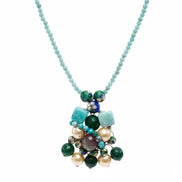 Colier Unicat din Argint cu Amazonit, Perle Mallorca și Jad - OK Lux. All rights reserved. - Necklaces - 