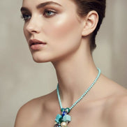 Colier Unicat din Argint cu Amazonit, Perle Mallorca și Jad - OK Lux. All rights reserved. - Necklaces - 