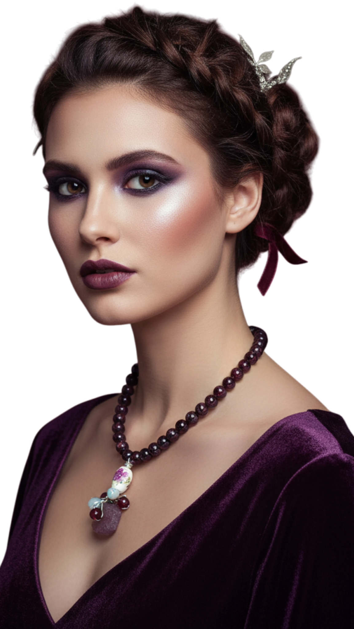 Colier Unicat din Argint cu Granat, Cuarț Strawberry și Perle de Cultură - OK Lux. All rights reserved. - Necklaces - 