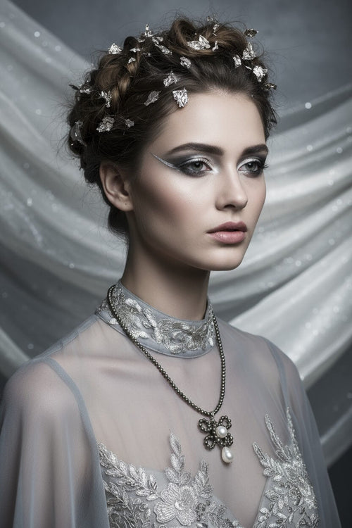 Colier Unicat din Argint cu Pirită Fațetată și Perle de Cultură Baroc, cu Pandantiv Manual - OK Lux. All rights reserved. - Necklaces - 