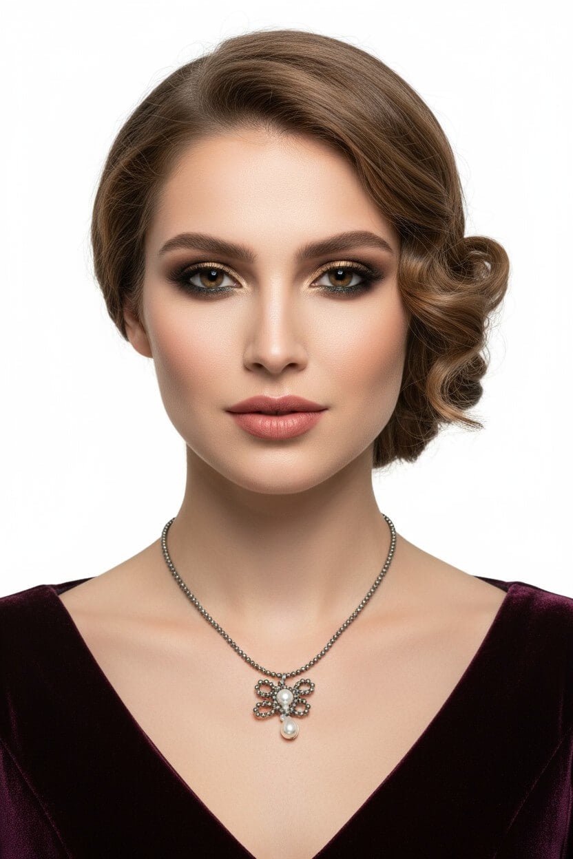 Colier Unicat din Argint cu Pirită Fațetată și Perle de Cultură Baroc, cu Pandantiv Manual - OK Lux. All rights reserved. - Necklaces - 