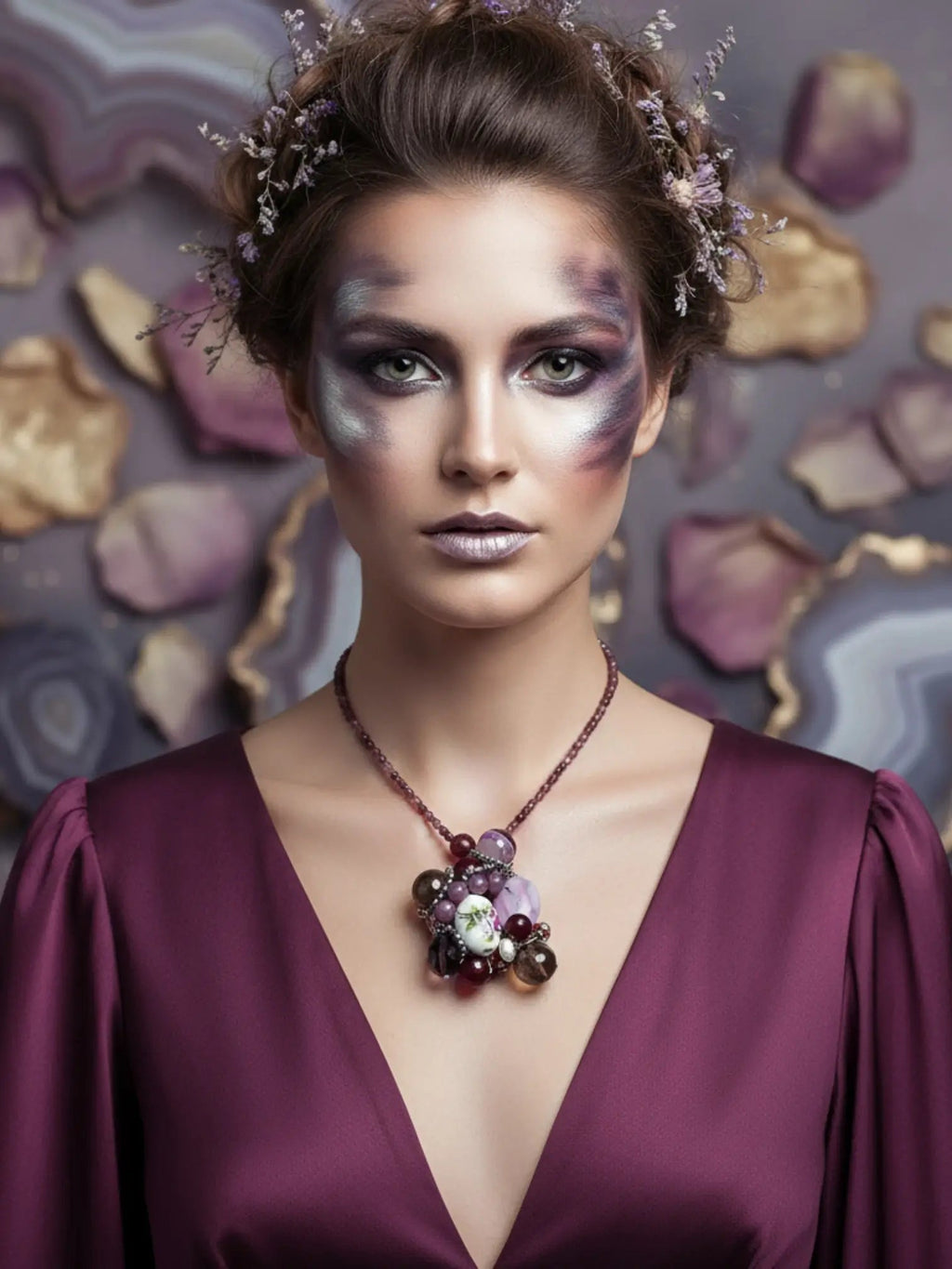 Colier Unicat din Argint cu Rubin, Jad și Pandantiv Artizanal - OK Lux. All rights reserved. - Necklaces - 