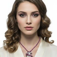 Colier Unicat din Argint cu Rubin și Perle Baroc Roz - Mov - OK Lux. All rights reserved. - Necklaces - 