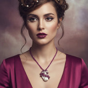 Colier Unicat din Argint cu Rubin și Perle Baroc Roz - Mov - OK Lux. All rights reserved. - Necklaces - 