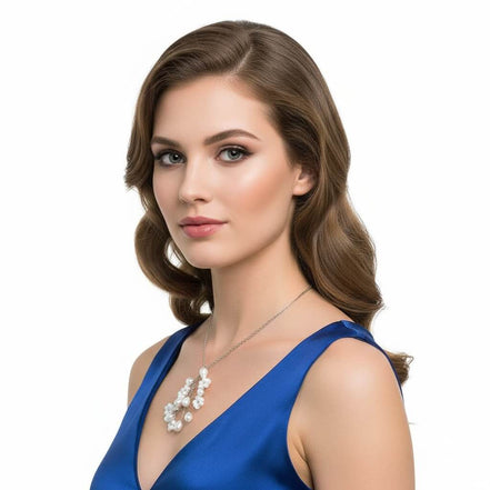 Colier Unicat din Argint, Perle Baroc și Cristale cu Pandantiv Realizat Manual - OK Lux. All rights reserved. - Necklaces - 