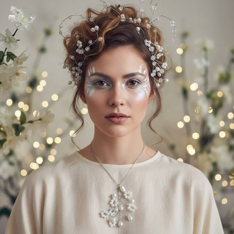 Colier Unicat din Argint, Perle Baroc și Cristale cu Pandantiv Realizat Manual - OK Lux. All rights reserved. - Necklaces - 