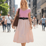 Fustă fluidă midi roz pal - OK Lux. All rights reserved. - Skirts - 