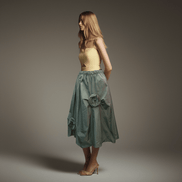 Fustă fluidă verde kaki cu imprimeu - OK Lux. All rights reserved. - Dresses - KHAKI GREEN - 