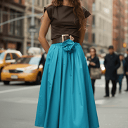 Fustă lungă eco piele albastru ciel - OK Lux. All rights reserved. - Dresses - SKY BLUE - 