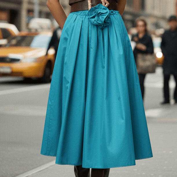 Fustă lungă eco piele albastru ciel - OK Lux. All rights reserved. - Dresses - SKY BLUE - 