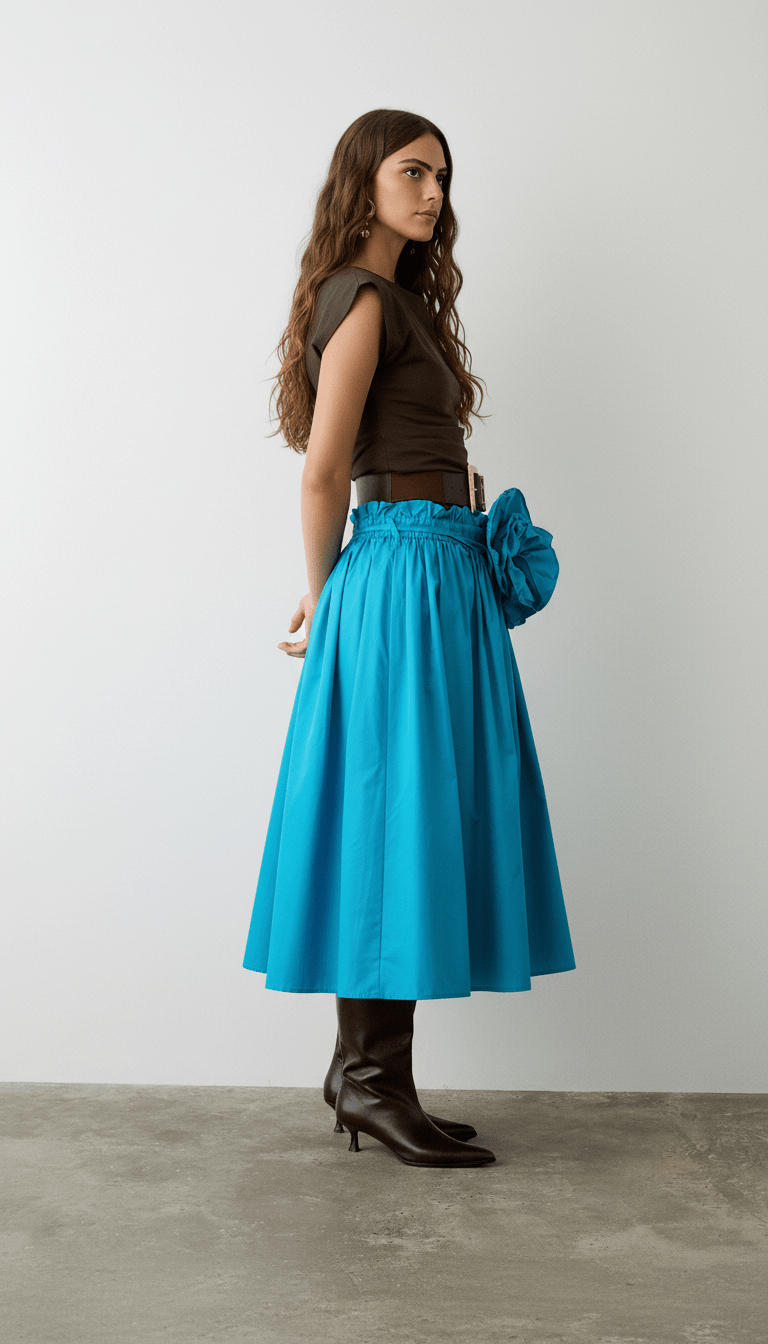 Fustă lungă eco piele albastru ciel - OK Lux. All rights reserved. - Dresses - SKY BLUE - 