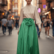 Fustă lungă verde cu imprimeu floral - OK Lux. All rights reserved. - Dresses - GREEN - 