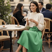 Fustă lungă verde cu imprimeu floral - OK Lux. All rights reserved. - Dresses - GREEN - 