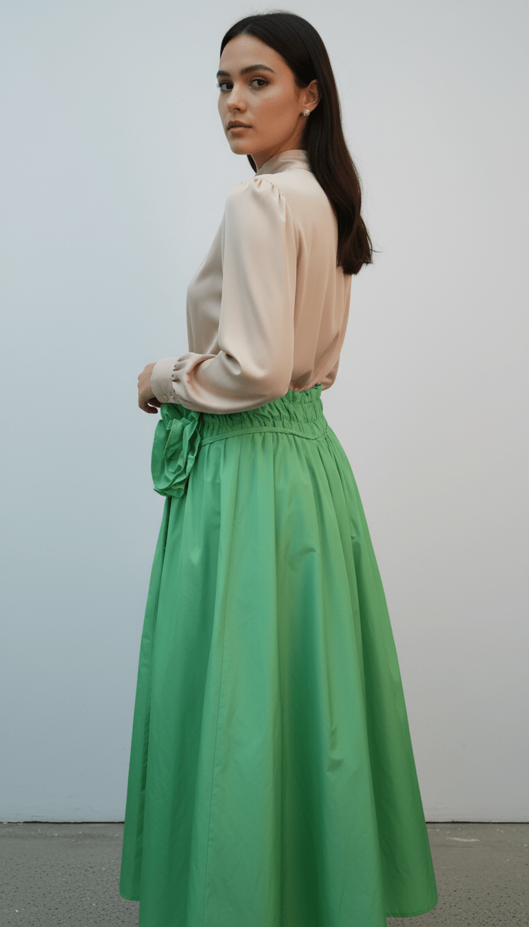 Fustă lungă verde cu imprimeu floral - OK Lux. All rights reserved. - Dresses - GREEN - 