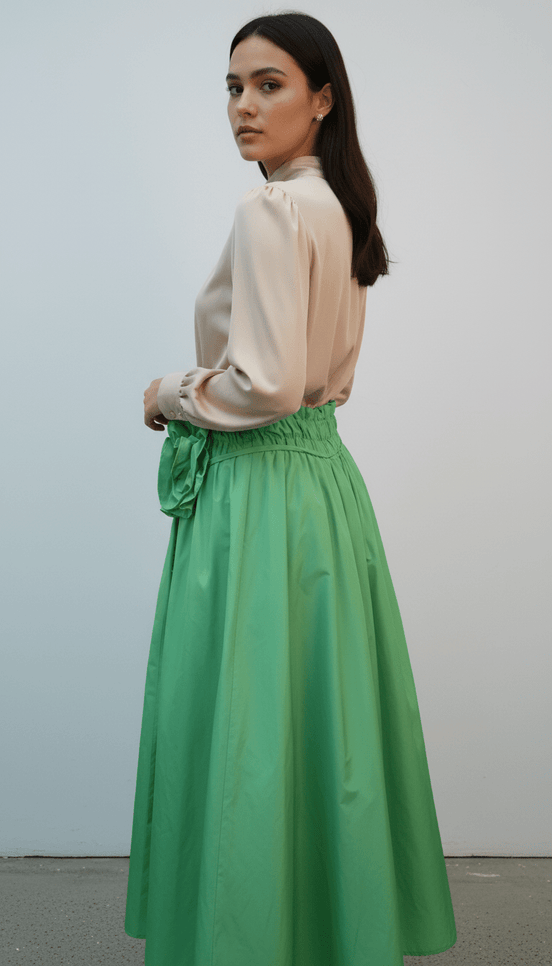 Fustă lungă verde cu imprimeu floral - OK Lux. All rights reserved. - Dresses - GREEN - 