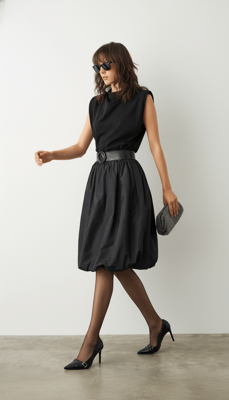 Fustă maxi neagră fluidă - OK Lux. All rights reserved. - Skirts - BLACK - 