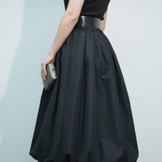 Fustă maxi neagră fluidă - OK Lux. All rights reserved. - Skirts - BLACK - 