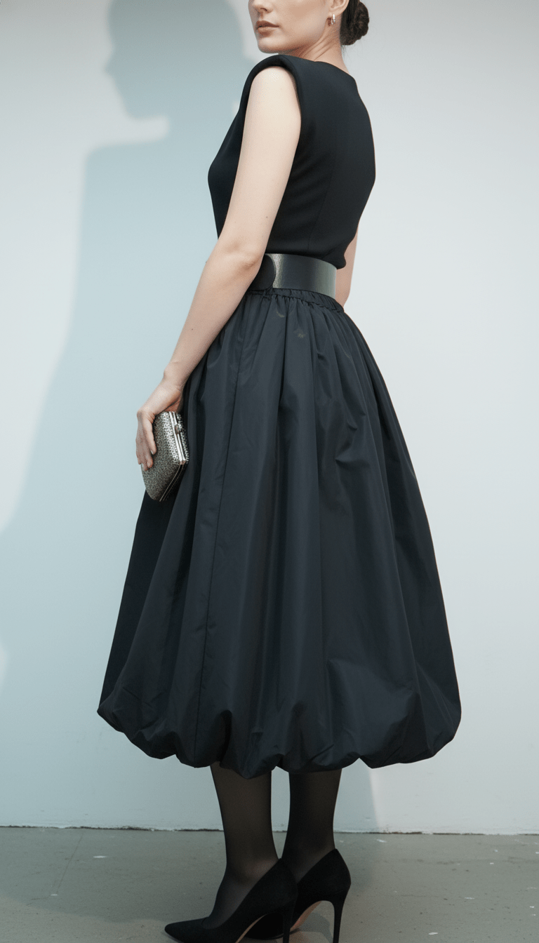 Fustă maxi neagră fluidă - OK Lux. All rights reserved. - Skirts - BLACK - 