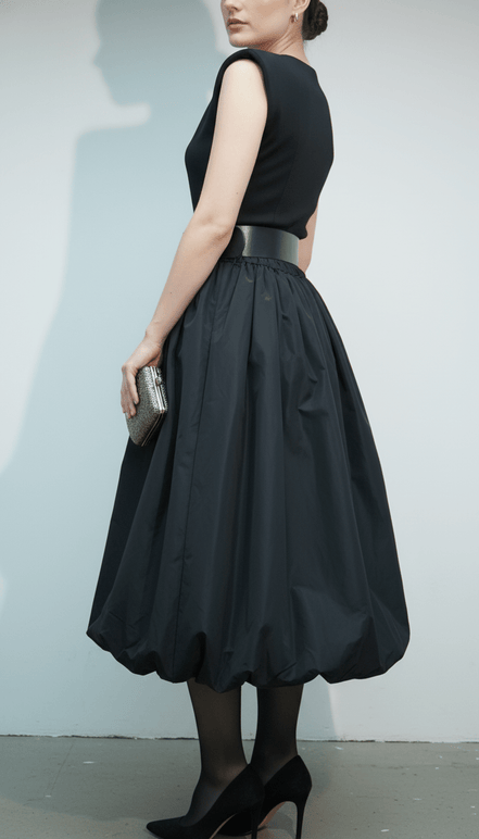 Fustă maxi neagră fluidă - OK Lux. All rights reserved. - Skirts - BLACK - 