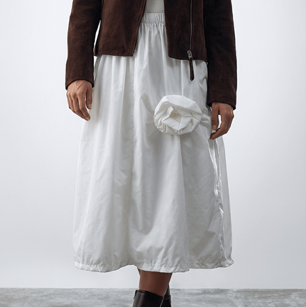 Fustă midi albă cu imprimeu floral - OK Lux. All rights reserved. - Dresses - WHITE - 