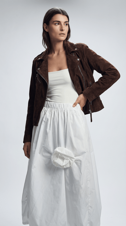 Fustă midi albă cu imprimeu floral - OK Lux. All rights reserved. - Dresses - WHITE - 