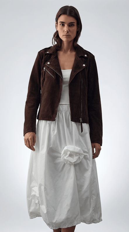 Fustă midi albă cu imprimeu floral - OK Lux. All rights reserved. - Dresses - WHITE - 