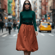 Fustă midi aramiu, talie universală - OK Lux. All rights reserved. - Skirts - COPPER - 