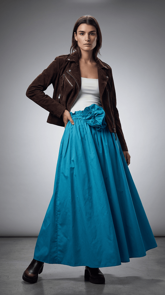 Fustă midi cu imprimeu floral albastru - OK Lux. All rights reserved. - Dresses - SKY BLUE - 