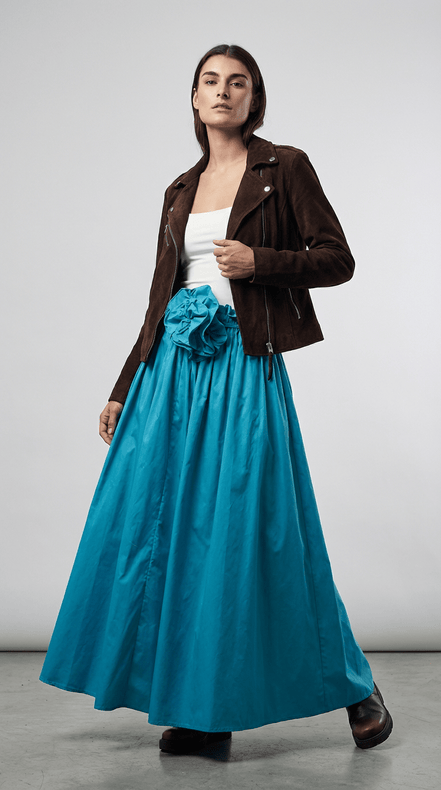 Fustă midi cu imprimeu floral albastru - OK Lux. All rights reserved. - Dresses - SKY BLUE - 