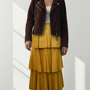 Fustă midi eco piele galben muștar - OK Lux. All rights reserved. - Dresses - MUSTARD YELLOW - 