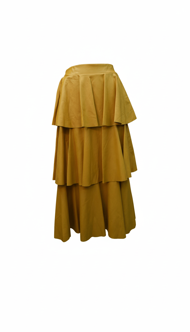 Fustă midi eco piele galben muștar - OK Lux. All rights reserved. - Dresses - MUSTARD YELLOW - 