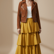 Fustă midi eco piele galben muștar - OK Lux. All rights reserved. - Dresses - MUSTARD YELLOW - 