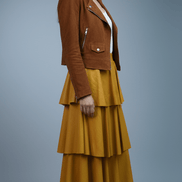 Fustă midi eco piele galben muștar - OK Lux. All rights reserved. - Dresses - MUSTARD YELLOW - 