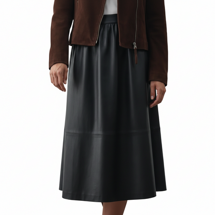 Fustă midi eco piele maro ciocolatiu - OK Lux. All rights reserved. - Dresses - CHOCOLATE BROWN - 