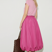 Fustă midi roz pudrat, croială lejeră - OK Lux. All rights reserved. - Skirts - PINK - 