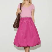 Fustă midi roz pudrat, croială lejeră - OK Lux. All rights reserved. - Skirts - PINK - 