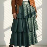 Fustă Midi Verde din Eco Piele – Eleganță Modernă cu Talie Elastică - OK Lux. All rights reserved. - Fuste - GREEN - 