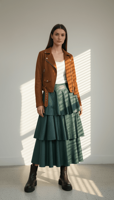 Fustă midi verde, talie elastică - OK Lux. All rights reserved. - Dresses - GREEN - 