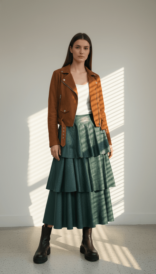 Fustă midi verde, talie elastică - OK Lux. All rights reserved. - Dresses - GREEN - 