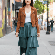 Fustă midi verde, talie elastică - OK Lux. All rights reserved. - Dresses - GREEN - 