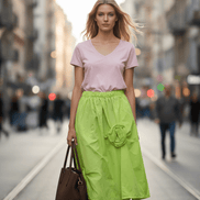 Fustă midi vibrantă galben neon - OK Lux. All rights reserved. - Dresses - NEON YELLOW - 