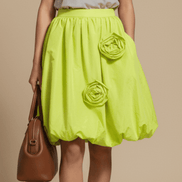 Fustă midi vibrantă galben neon - OK Lux. All rights reserved. - Dresses - NEON YELLOW - 