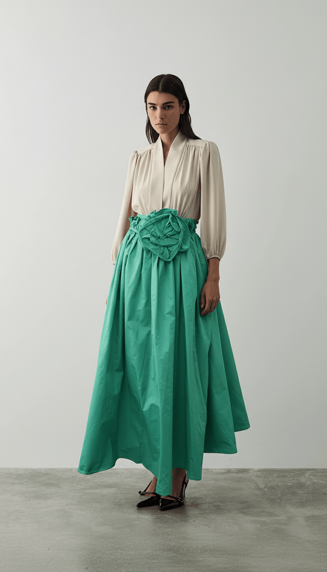 Fustă vaporoasă cu imprimeu floral - OK Lux. All rights reserved. - Dresses - SKY BLUE - 