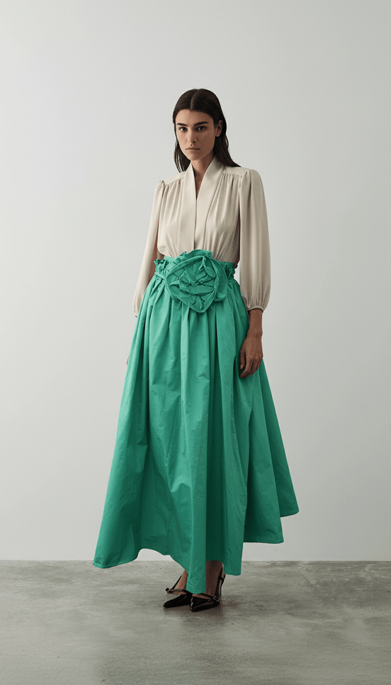 Fustă vaporoasă cu imprimeu floral - OK Lux. All rights reserved. - Dresses - SKY BLUE - 