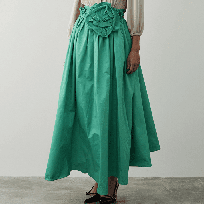 Fusta verde lejera cu floare in talie - OK Lux. All rights reserved. - Dresses - SKY BLUE - 