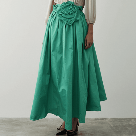 Fusta verde lejera cu floare in talie - OK Lux. All rights reserved. - Dresses - SKY BLUE - 